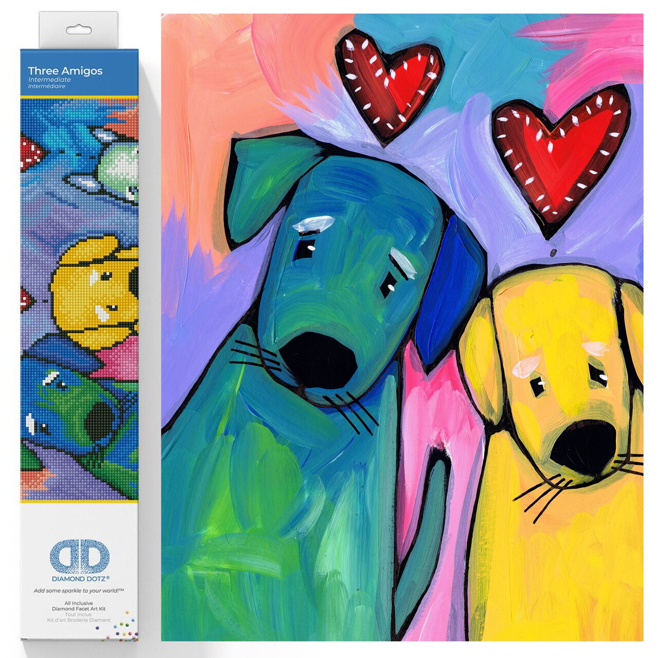 Diamond Dotz Three Amigos Diamond Painting Kits for Adults - Diamond Art Kits a Relaxing Creative Craft Kit with Dotz Gems 12.6x16.5